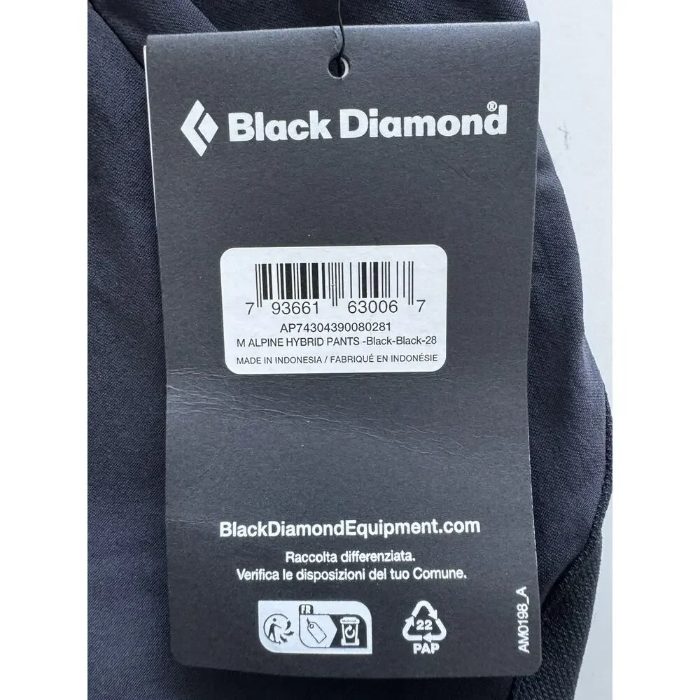Black Diamond Alpine Hybrid Pants Men’s Black Size 28